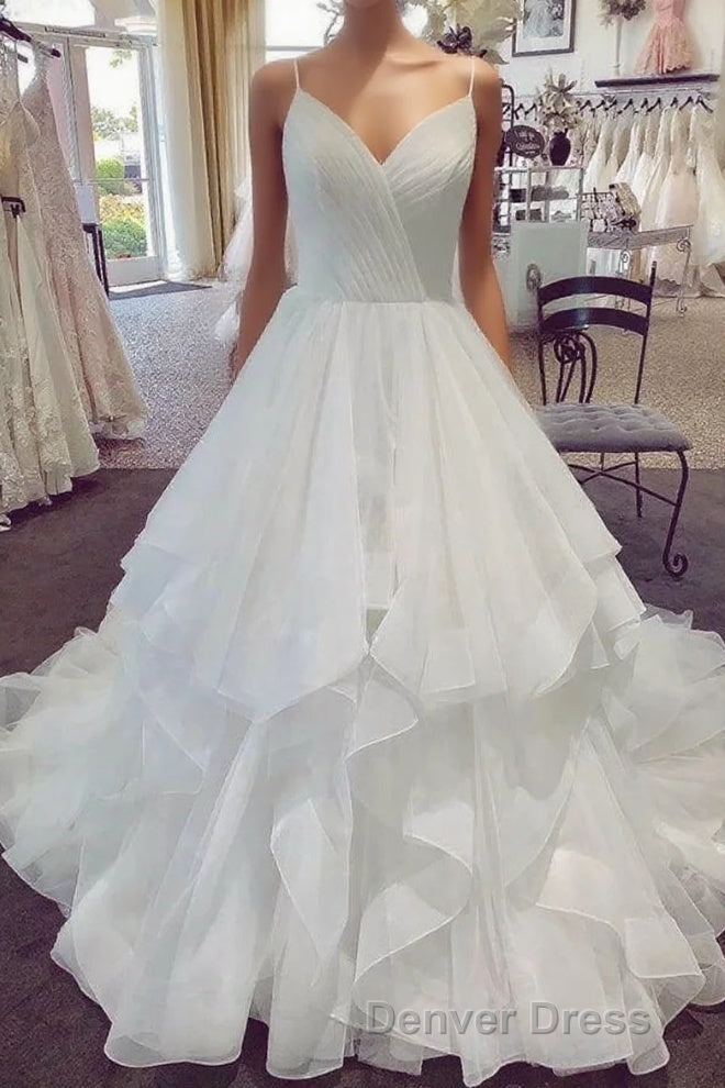 Charming Spaghetti Straps Long Ball Gowns Lace Up Wedding Dresses