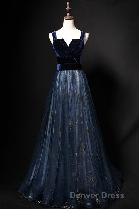 Elegant Long Lace Up Velvet Tulle Prom Dresses Modest Prom Gown