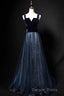 Elegant Long Lace Up Velvet Tulle Prom Dresses Modest Prom Gown
