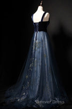 Elegant Long Lace Up Velvet Tulle Prom Dresses Modest Prom Gown
