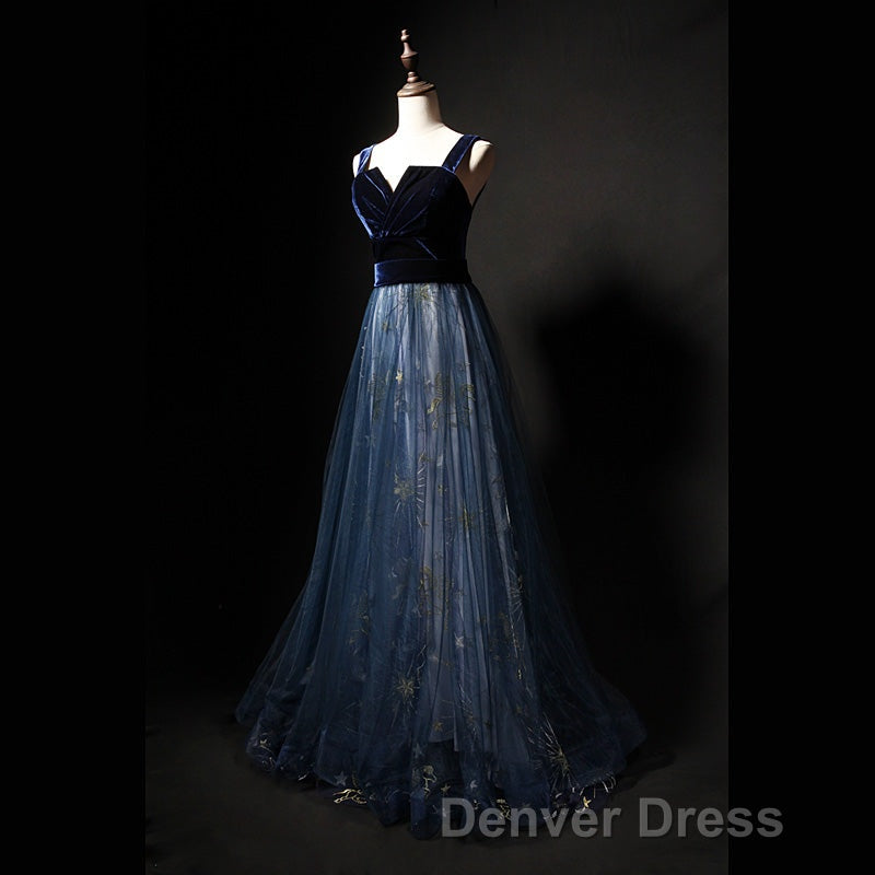 Elegant Long Lace Up Velvet Tulle Prom Dresses Modest Prom Gown