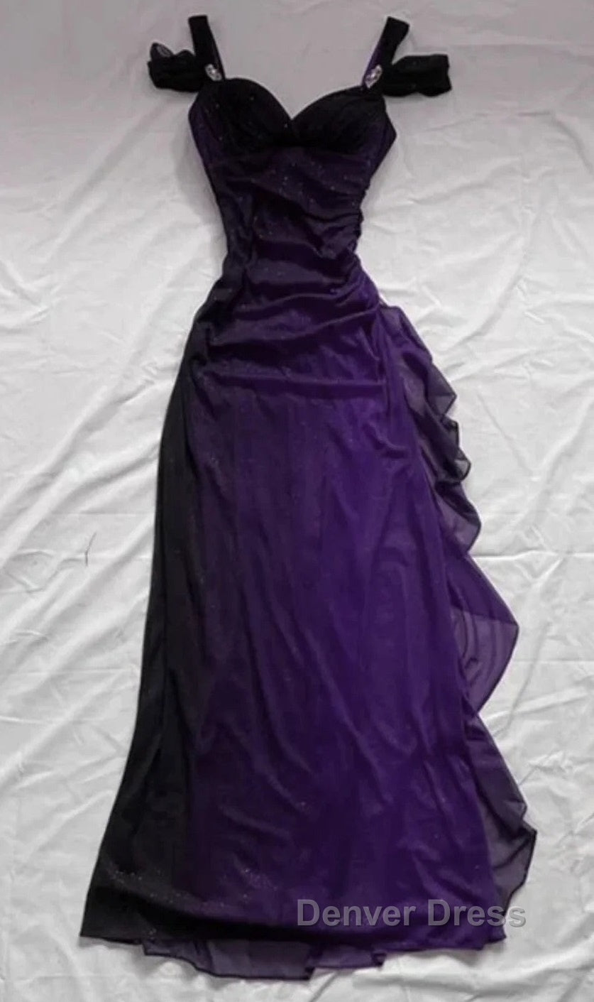 Purple A-line Chiffon Long Party Dresses Prom Dresses, Purple Chiffon Evening Dresses Main image
