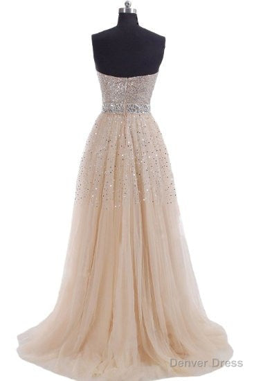 Fairytale Glitter Champagne Bling Strapless Long Prom Dress