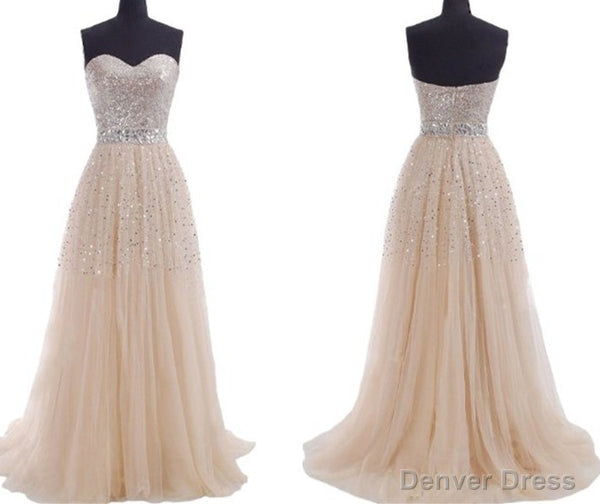 Fairytale Glitter Champagne Bling Strapless Long Prom Dress