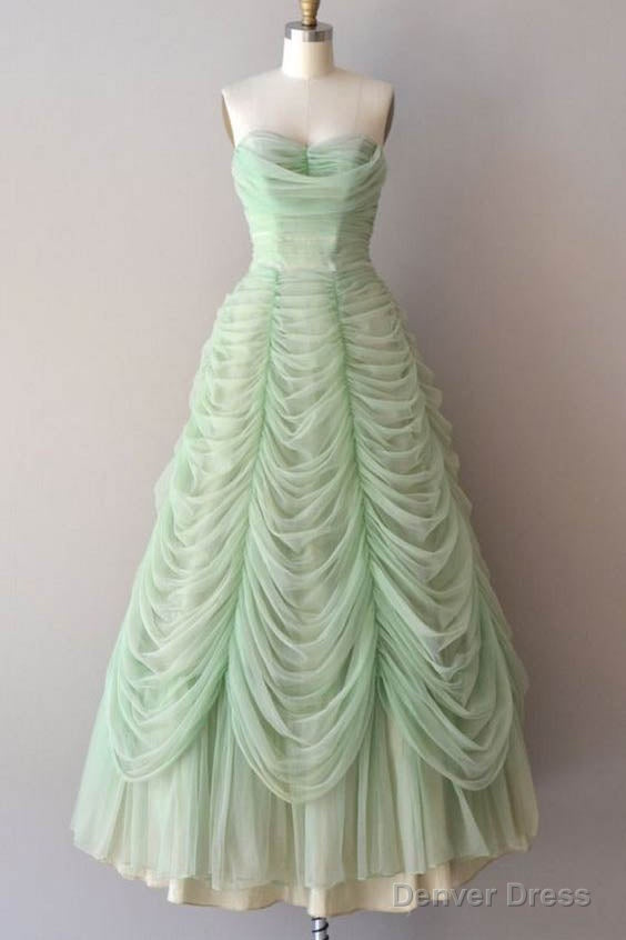 Mint Green Sweetheart Floor Length Long Prom Dresses, Ruched Chiffon Party Gown