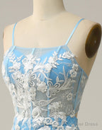 Mermaid Spaghetti Straps Key Hole Back Prom Dresses With Split