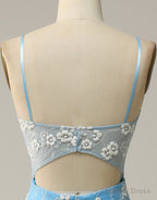 Mermaid Spaghetti Straps Key Hole Back Prom Dress With Split