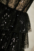 Black Sequined Strapless Multi Layers Tulle Homecoming Dresses