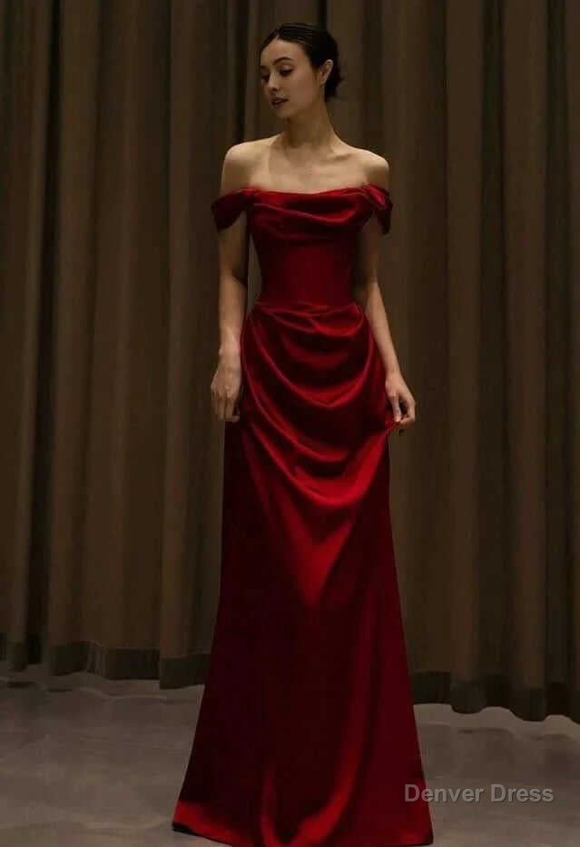 Off Shoulder Plain A Line Prom Gowns Long Corset Prom Dresses