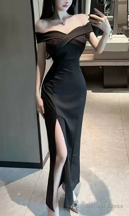 Fantasy Prom Dress Ideas, Off Shoulder Black Prom Dresses For Teens Main image