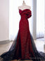 Elegant Black And Red Sweetheart Mermaid Long Prom Dress, Black And Red Prom Dresses