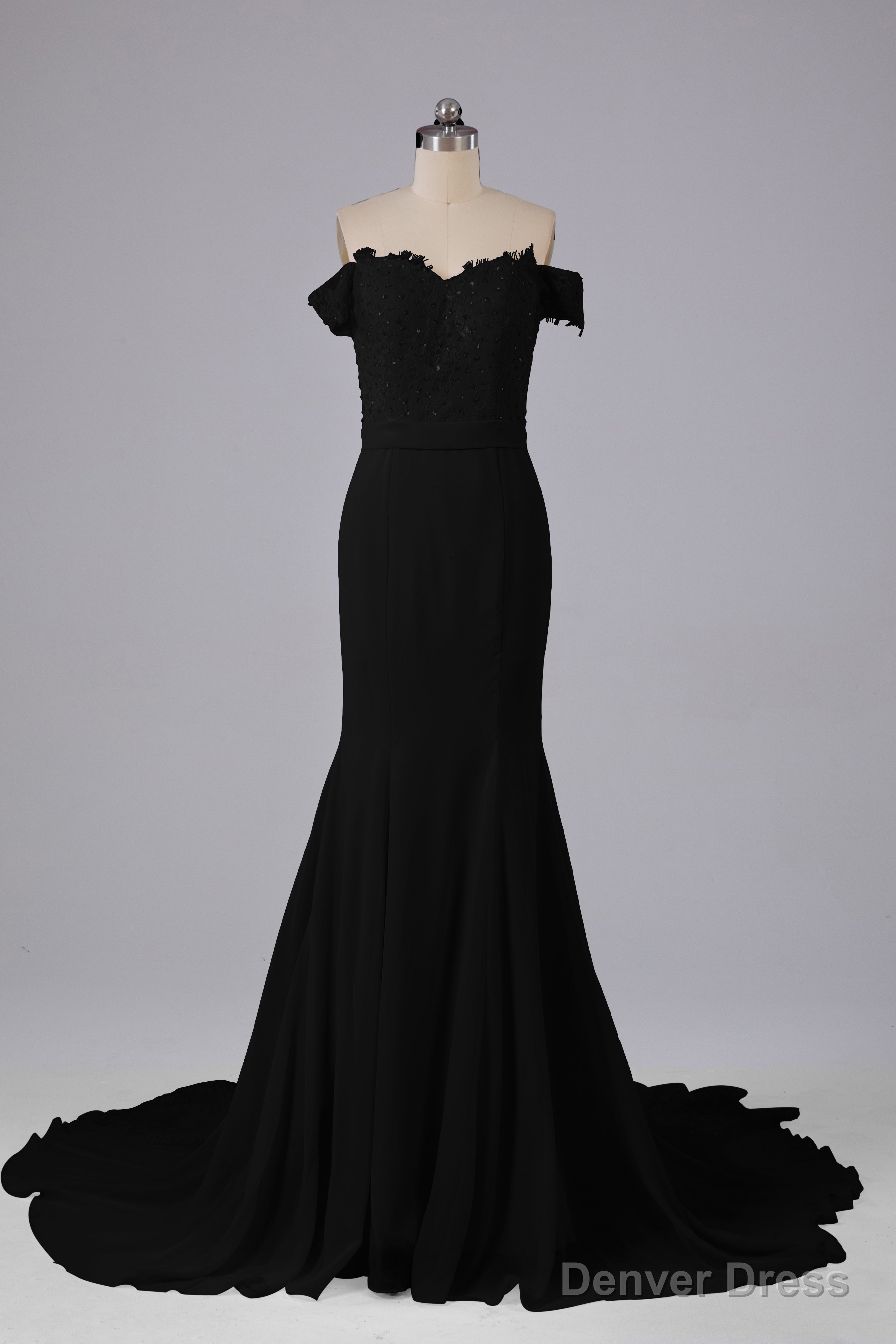Off The Shoulder Hourglass Court Train Bridesmaid Dresses Secondary image