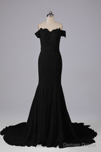 Off The Shoulder Hourglass Court Train Bridesmaid Dresses