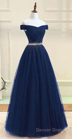 Off Shoulders Red Tulle Floor Length Prom Dresses