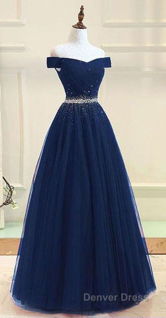 Off Shoulders Red Tulle Floor Length Prom Dresses