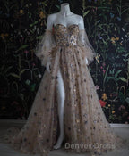 Beautiful Sequin Shiny Sweetheart Long A Line Aesthetic Prom Dresses