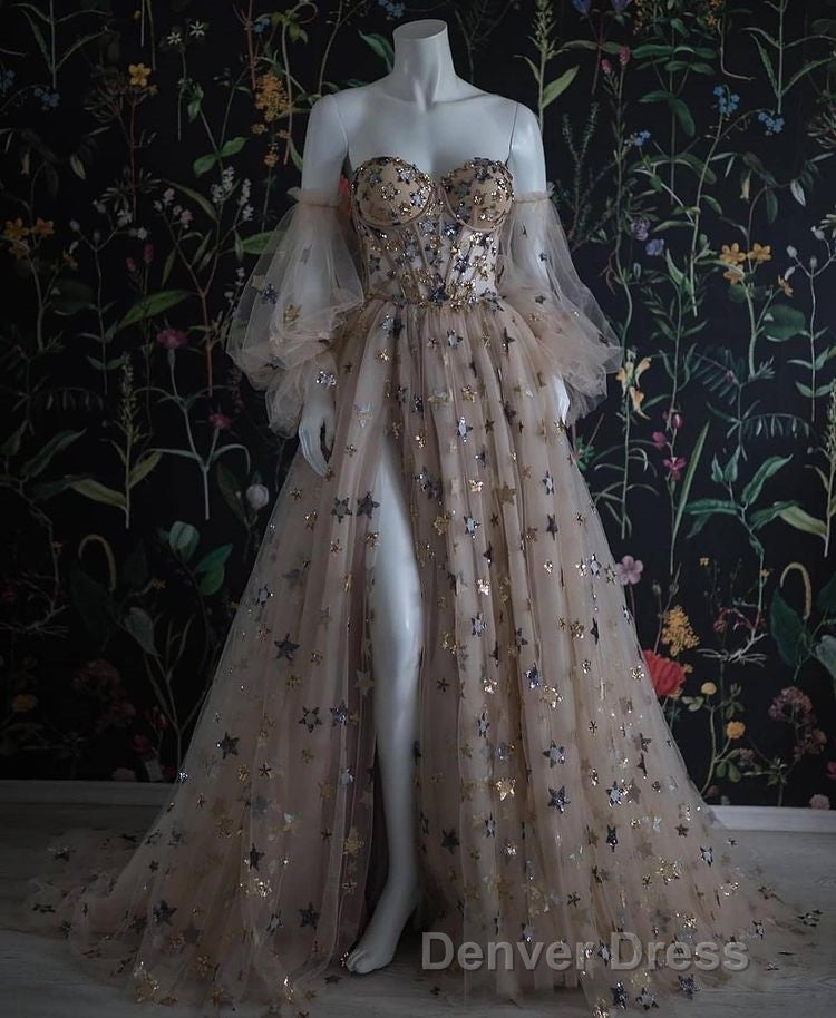 Beautiful Sequin Shiny Sweetheart Long A Line Aesthetic Prom Dresses