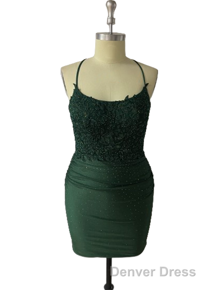 Spaghetti Straps Open Back Short Homecoming Dresses