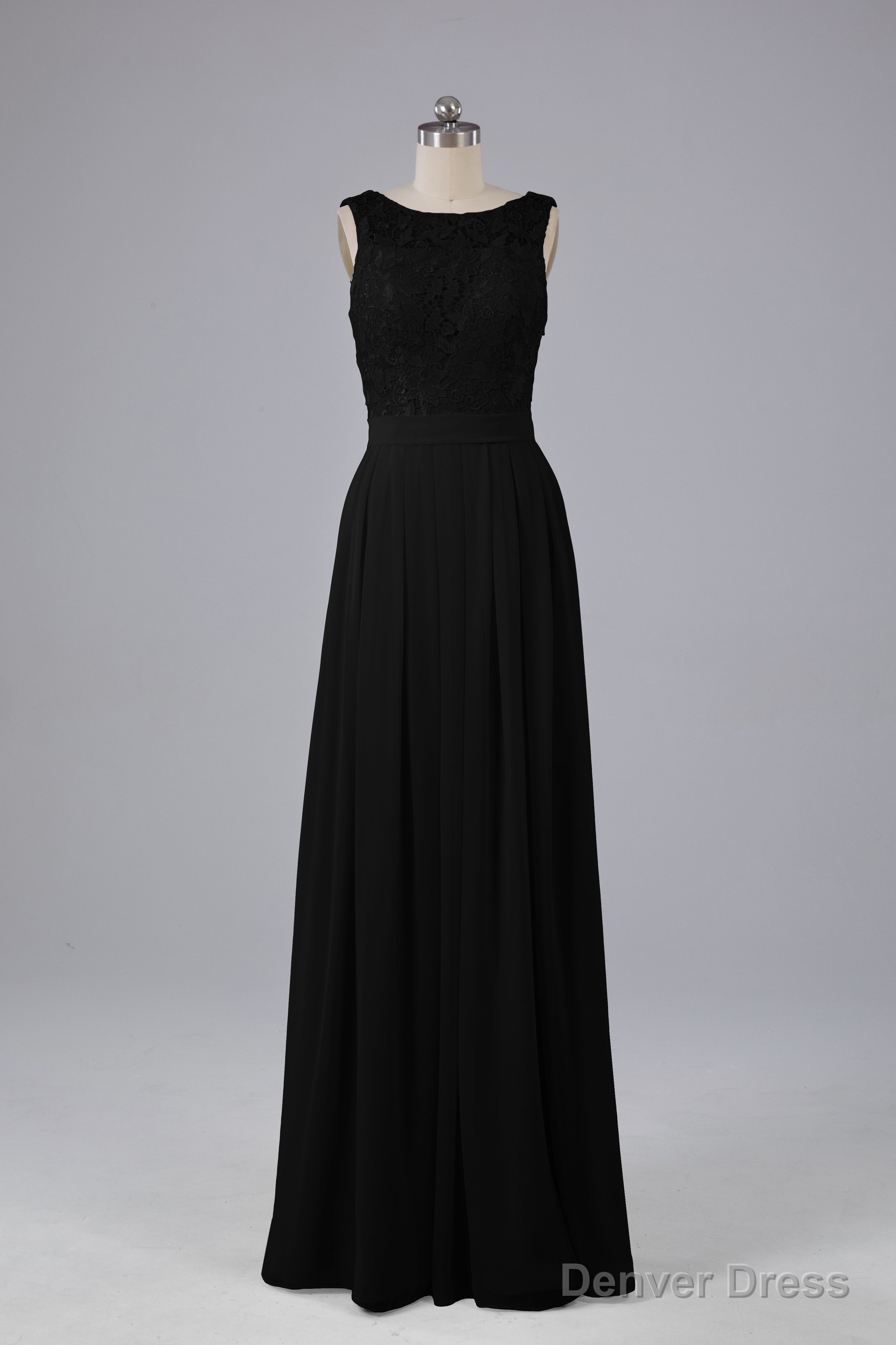 A Line Lace Top Floor Length Chiffon Bridesmaid Dresses Secondary image
