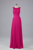 A Line Lace Top Floor Length Chiffon Bridesmaid Dresses