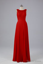 A Line Lace Top Floor Length Chiffon Bridesmaid Dresses