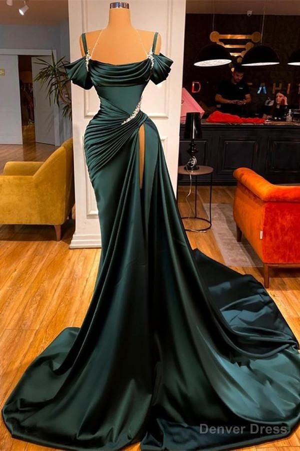 Mermaid Strapless Red Long Slit Prom Dress