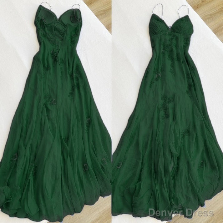 Green Modest A Line Spaghetti Straps Prom Dresses 21th Birthday Outfits Main image