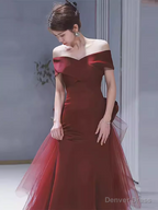 Sexy Mermaid Long Red Satin Prom Dress With Bowknot Long Prom Dresses