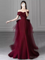 Sexy Mermaid Long Red Satin Prom Dress With Bowknot Long Prom Dresses