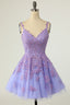 Princess Lavender Embroidered Short Princess Dress