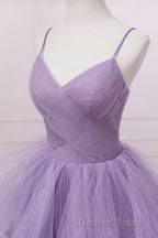 Princess Lavender Sparkly Spaghetti Straps Long Prom Dresses Floor Length Evening Gown