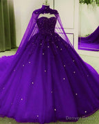 Tulle Ball Gown Quinceanera Dresses, With Cape