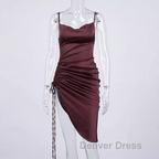 New Satin Green Prom Dress Spaghetti Strap Prom Dresses