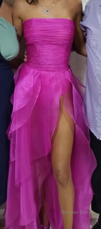 Hot Pink Simple Prom Dress long prom Dresses