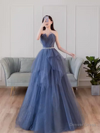 Simple Ball Gowns Strapless Tulle Prom Dress