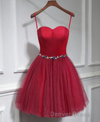 Cute Sweet Neck Short Prom Dresses, Mini Dresses