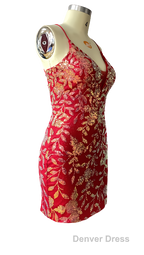 Cute Bodycon V Neck Blue Lace Homecoming Dresses