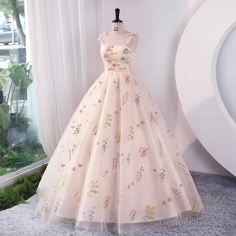 Luxury Floral Embroidery Long Champagne Prom Dress Women Summer Prom Occasions Reception Dresses