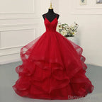 Lace Wined Red Black Quinceanera Dress Spaghetti Straps Ruched Organza Prom Dresses