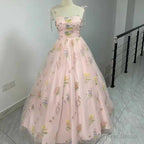 Luxury Floral Embroidery Long Champagne Prom Dress Women Summer Prom Occasions Reception Dresses