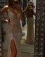 A Line V Neck Prom Dress With Split Prom Dresses