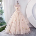 Luxury Floral Embroidery Long Pink Prom Dress Women Summer Prom Occasions Reception Dresses