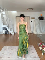Mermaid Spaghetti Straps Prom Dress Green Prom Dresses