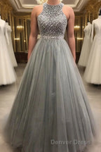Gorgeous c A Line Scoop Beaded Long Prom Dresses Prom Gown