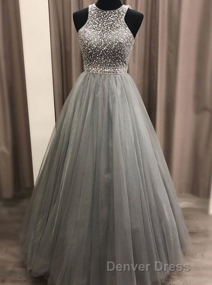 Gorgeous c A Line Scoop Beaded Long Prom Dresses Prom Gown