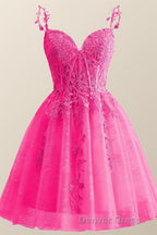 Straps Periwinkle Lace Appliques A Line Short Dresses