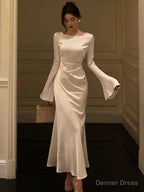 Elegant Flare Sleeve Wedding Mermaid Long Dresses Women Spring Autumn French Vintage Slim One Piece Prom Robe Mujers Clothes