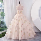 Luxury Floral Embroidery Long Pink Prom Dress Women Summer Prom Occasions Reception Dresses