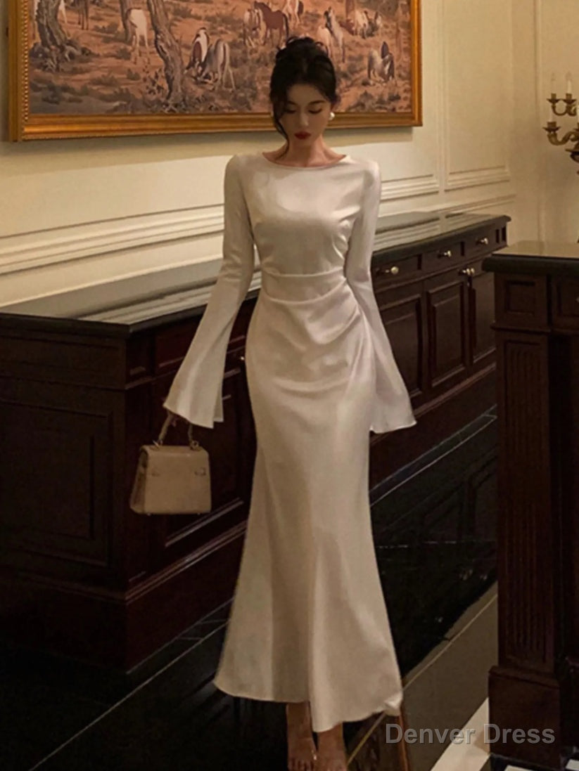 Elegant Flare Sleeve Wedding Mermaid Long Dress Women Spring Autumn French Vintage Slim One Piece Party Robe Mujers Clothes Secondary image