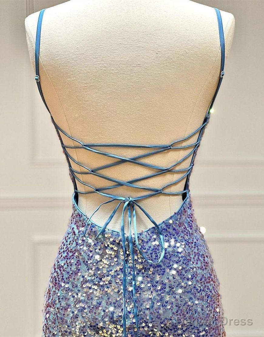 Sparkly Spaghetti Straps Sequin Homecoming Dresses